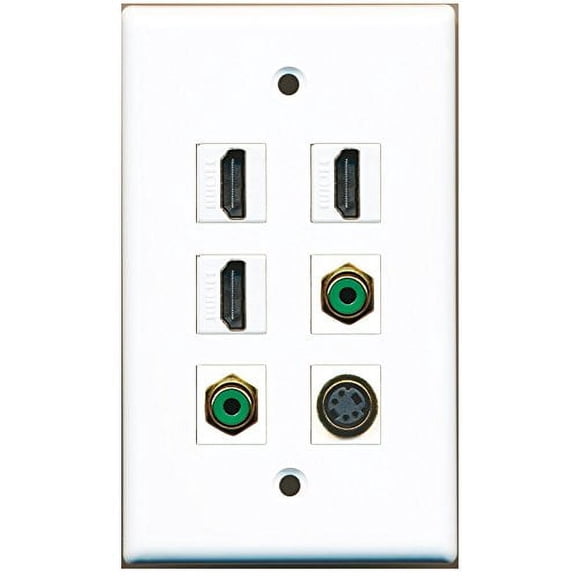 RiteAV - 3 HDMI 2 Port RCA Green 1 Port S-Video Wall Plate