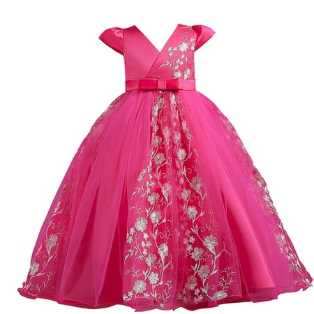 

Honeeladyy Sales Online Kids Dress Girls Sleeveless Princess Dress Bow Tie Lace Flowers Mesh Dress Tufted Dress