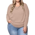 thumbnail image 2 of Women'S Long Sleeve Round Neck Soft Basic Batwing Sleeve Knitted Loose Pullover Autumn Fashion Clothing Camel M, 2 of 7