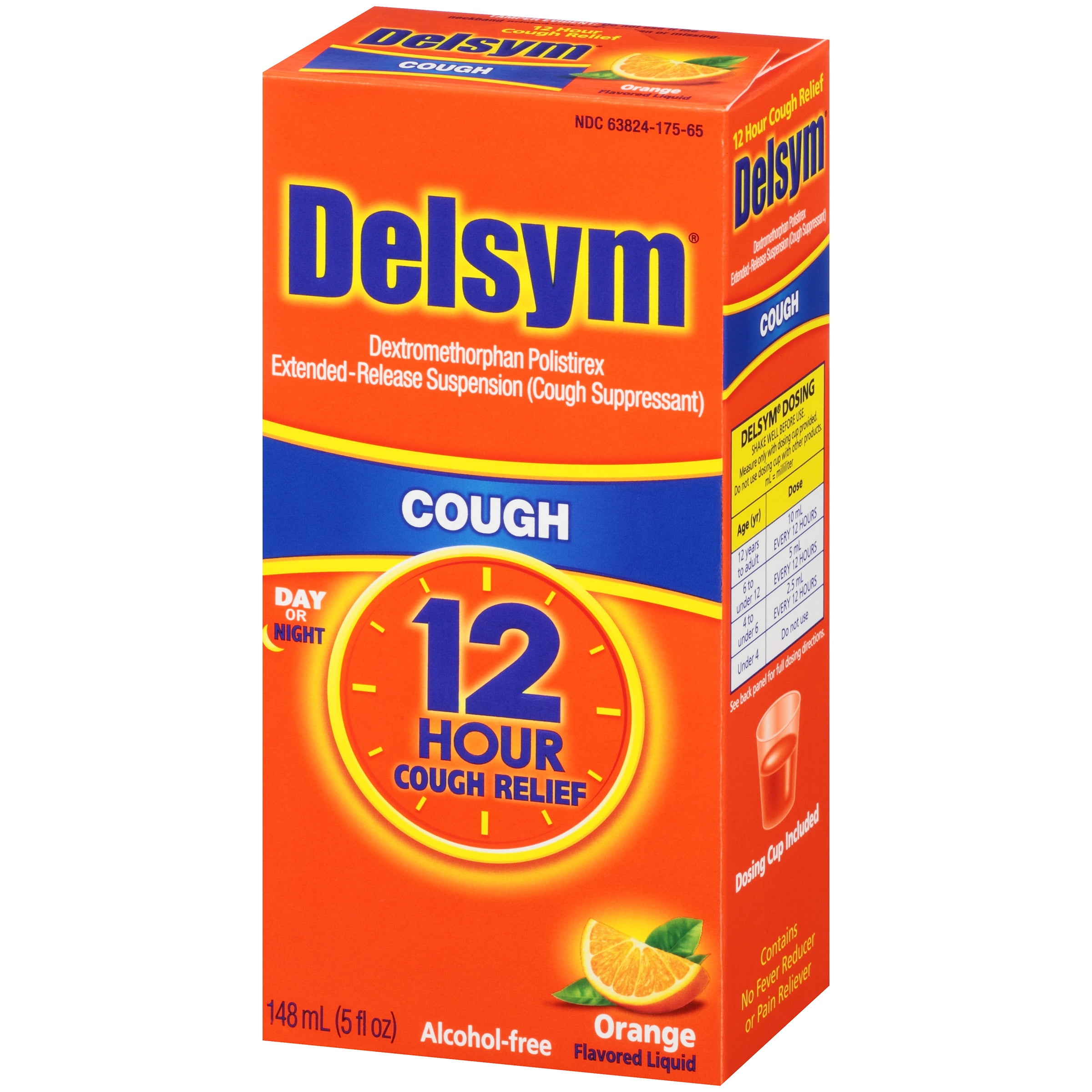 Delsym 12 Hour Cough Relief Orange Flavor Suppressant Liquid Delsym 12 Hour Cough Relief Orange Flavor Suppressant Liquid 5 Fl Oz Box