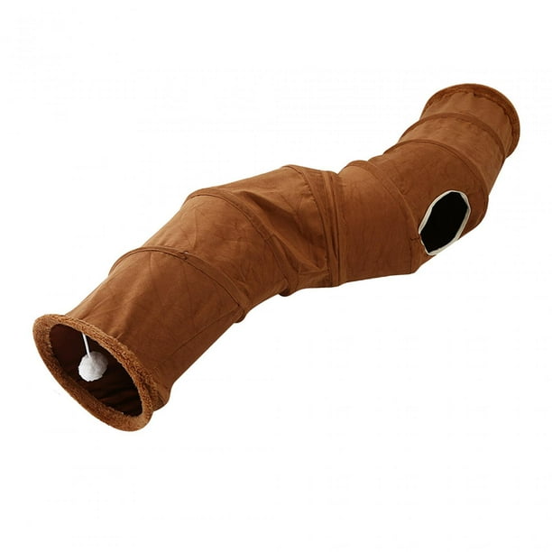 Túnel de juguete plegable para gatos con pelota de juego y agujeros para mirar, juguete interactivo, tienda de juegos cómoda y portátil para gatos de , marrón Yinane Túnel de gato