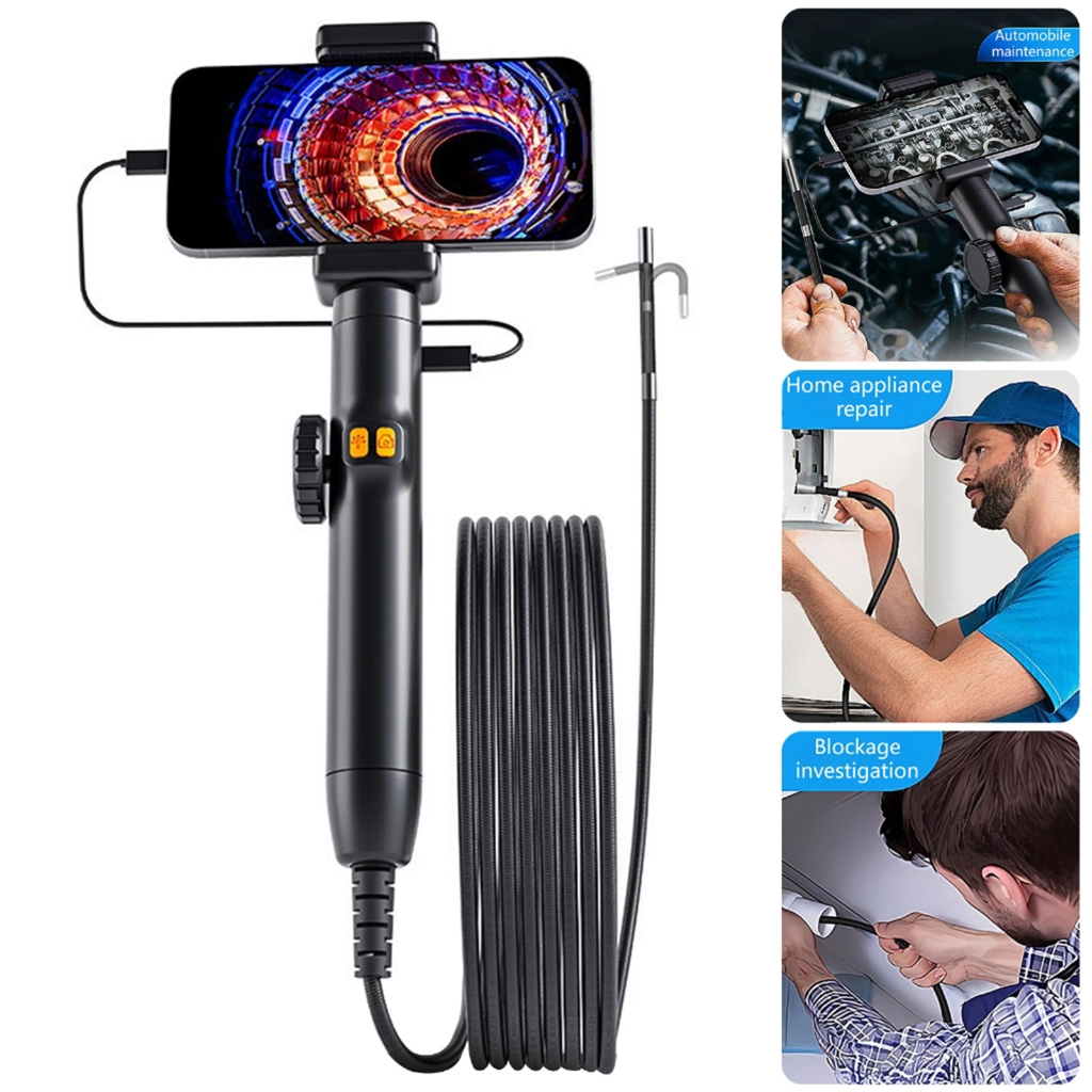 Industrial Endoscope Inspection Camera 6mm/8mm Lens Borescope Camera with Adjustable Light Flexible Endoscope Camera