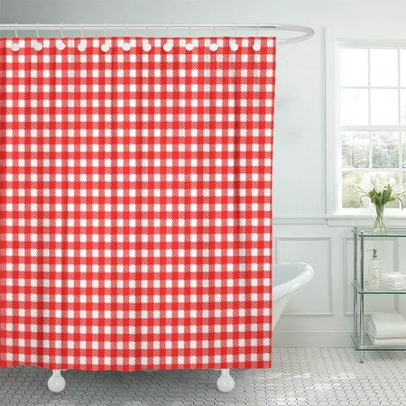 KSADK Table Pattern Red Gingham Vintage Checkerboard Country Bistro Tartan Tavern Bathroom Shower Curtain 60x72 inch