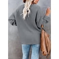 thumbnail image 2 of HOTAPEI Womens Waffle Knit Sweater Casual Crew Neck Long Sleeve Pullover Sweaters for Women Side Slit Henley Knit Tops, 2 of 7