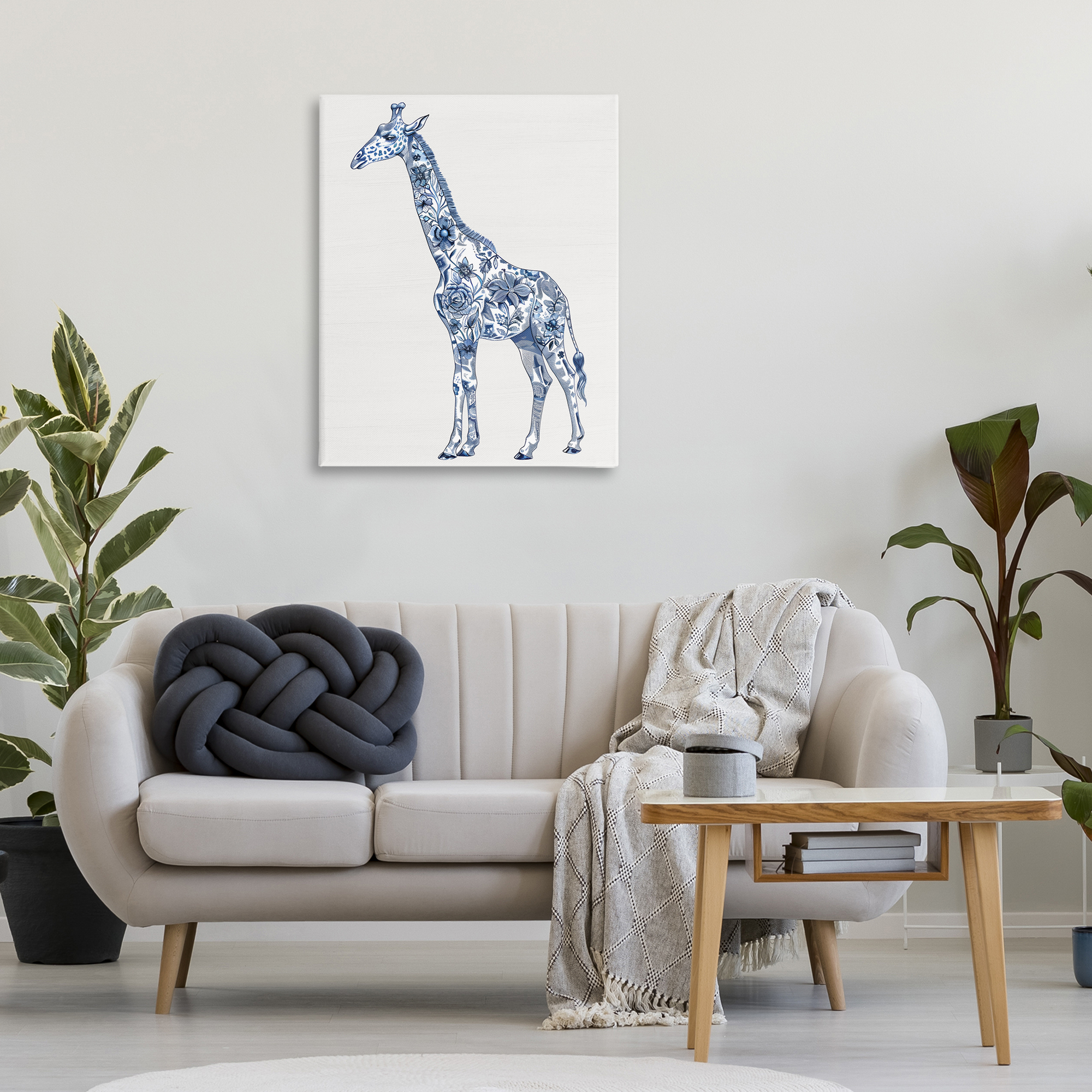 Vintage Toile Giraffe Canvas Wall Art, design by Lettered and Lined