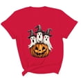 thumbnail image 4 of Gamivast Ghosts In Witch Hats T-Shirt for Men Halloween Pumpkin Graphic Print Short Sleeve Crewneck Tee Casual Fall Holiday Top Spooky Novelty Shirt Everyday Wear Red M, 4 of 5