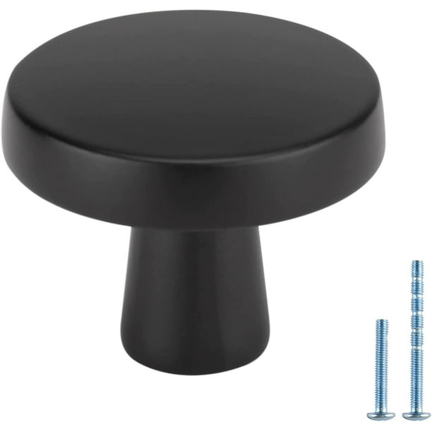 Goldenwarm Matte Black Kitchen Knobs Round 1.27 Inch Mushroom
