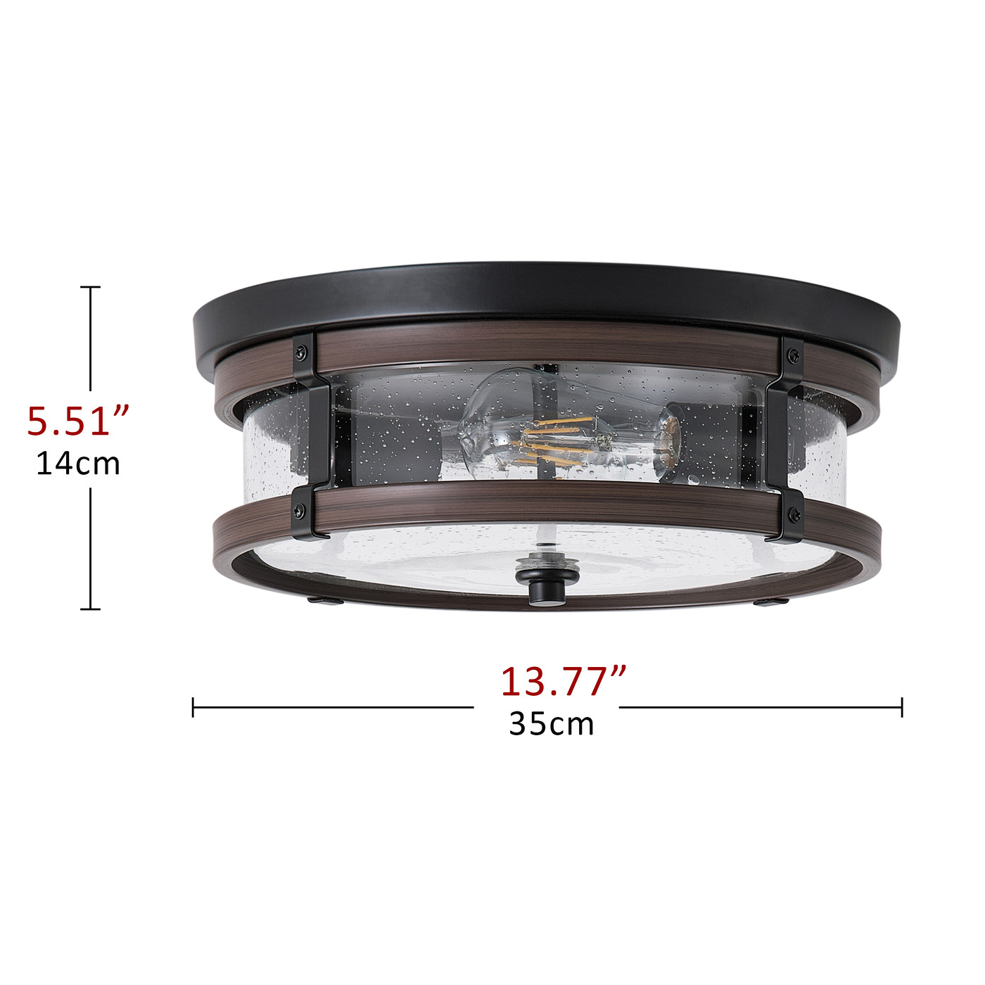 2-Light Oil-rubbed Bronze Industrial Semi Flush Mount Ceiling Light, Modern Farmhouse Close to Ceiling Light Fixture for Kitchen Hallway Bedroom Corridors