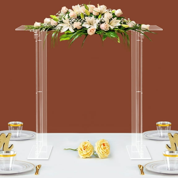 40'' Tall Acrylic Display Riser, Clear Acrylic Rectangular Flower Stand, Acrylic Square Arch Stand, Wedding Centerpiece 10mm Display Shelf for Home Decor Wedding