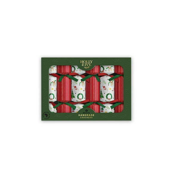 7" Holly & Ivy Christmas Icons Petite Christmas Party Crackers - 6 Pc.