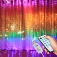 thumbnail image 1 of Cortina de luces LED decorativas con control de voz y música por USB para festivales, celebraciones y ambientes interiores, 1 of 6