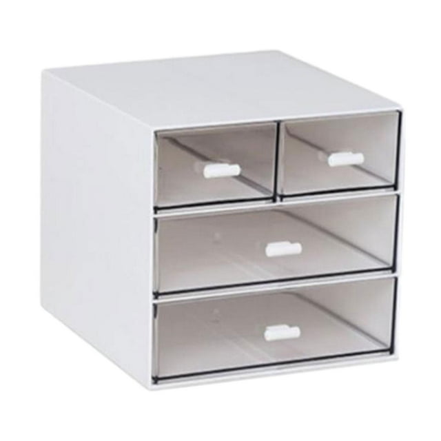 Organizador de escritorio con cajones, multifuncional, transparente, caja de almacenamiento de escritorio para 4 cajones