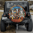 thumbnail image 2 of Lotusprinthandmade Cute Colorful Goats Graphic Spare Tire Cover With Backup Camera Hole 6 Sizes (29 in.), goats pattern tire cover, goats design wheel cover, 2 of 7