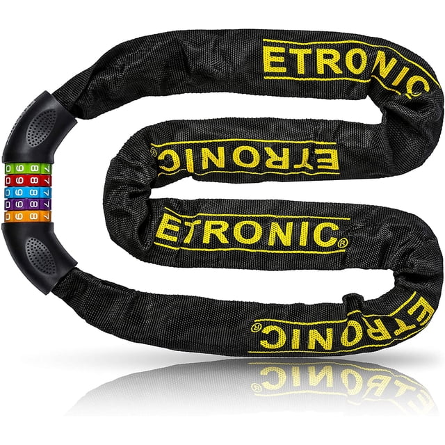 Cadenas Vélo M10, Chaîne Câble Cadenas Tuf Links 4 Pieds Long Sécurité 5 Chiffres Combo Réinitialisable Cadenas Vélo Acier Trempé Tough Square Links Chaîne