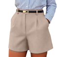thumbnail image 5 of Dpjklzsn Women's High-Waisted Tailored Shorts, Side Pockets, Belt-loop Waist, Pleated Front for Work, Travel and Dressy Casual Outfits, 5 of 5