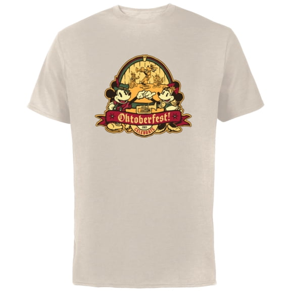 Disney Mickey and Minnie Mouse Celebrate Oktoberfest 2023 - Short Sleeve Cotton T-Shirt for Adults - Customized-Natural