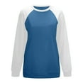 thumbnail image 1 of Diufon T-Shirts Grande Taille pour Femmes Blouses à Blocs de Couleur Automne Col Rond Manches Longues, 1 of 3