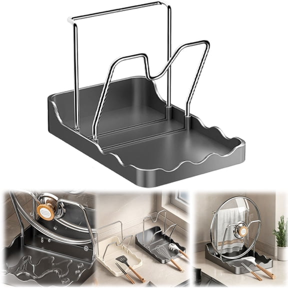 2026 New! Homng Pot Lid Rack, Kitchen Countertop Shelf C Stovetop Pot Lid Holder Spatula Rest Utensil Rack Spoon and Lid Rest (For Kitchen Countertop Coffee Spoon Heat Cooking Stand) Pp Material