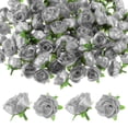 thumbnail image 1 of Uxcell 50 Paquete Cabezas de Rosas Artificiales 1.2'' Pequeña Cabeza de Rosa de Seda Falsa para Decoraciones de Ramo de Boda Fiesta Tono Plateado, 1 of 7