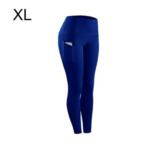 Leggings High Waist Yoga Stretch Pants Fitness Sports Woman Outfits, Blue,  XL