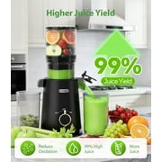 Juicer Machine with 4.35 Wide Mouth, Aeitto Cold Press Juicer Machine for Fruits and Vegetables, Slow Masticating Juicer Whole Fruit Juice Maker, High Juice Yield, Easy to Clean with Brush, Coal