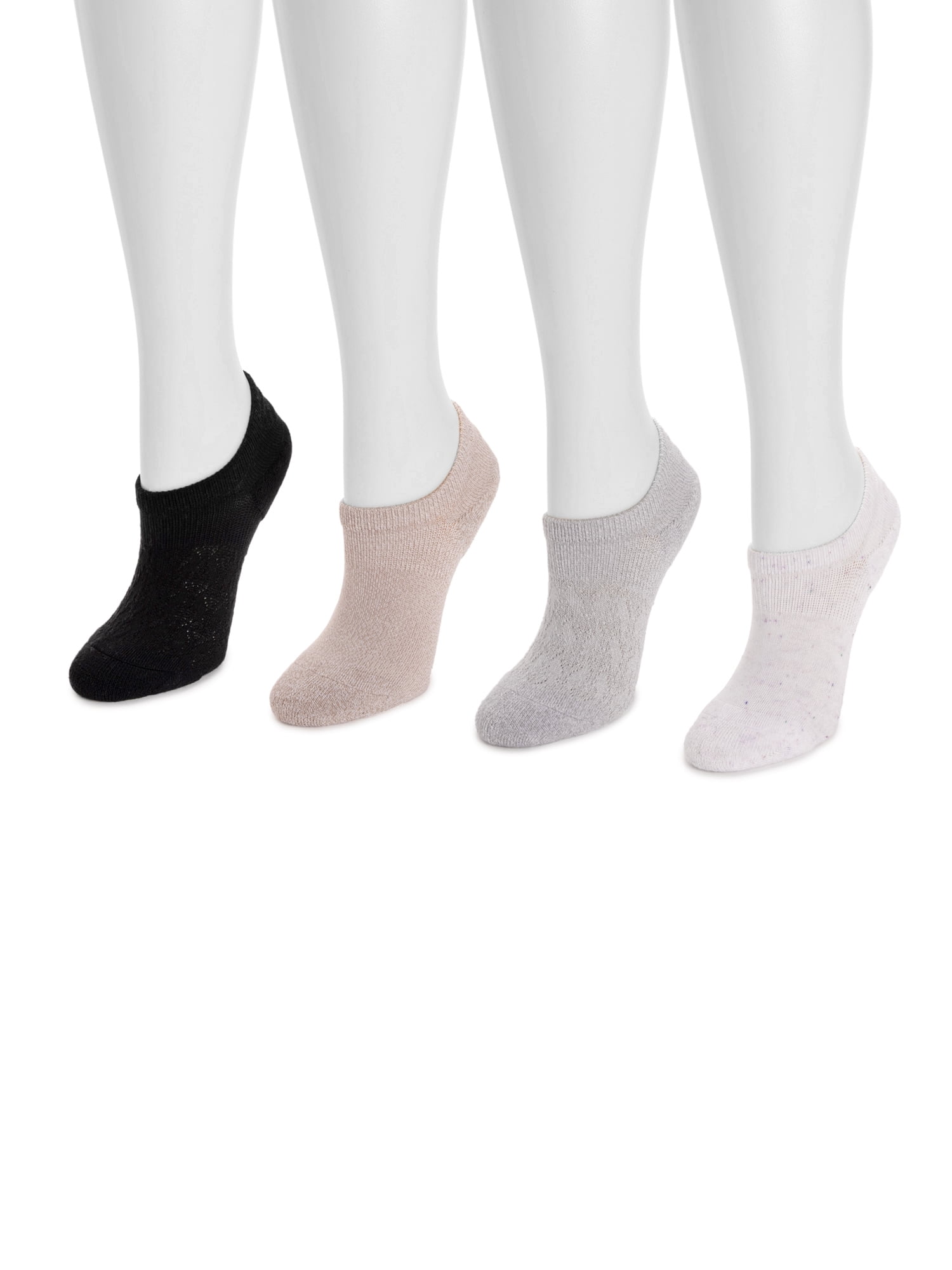 MUK LUKS Women's Dream Step No-Show Liner Socks, 4-Pack, OSFM