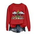 thumbnail image 2 of Tops for Women Plus Size Christmas Day Printed Long Sleeved Round Neck Top Sweatshirts Red XL, 2 of 4