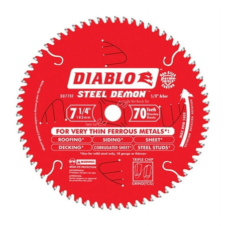 Diablo Steel Demon 7-1/4 in. Dia. x 5/8 in. Carbide Tip Steel Circular Saw Blade 70 teeth 1 pc.