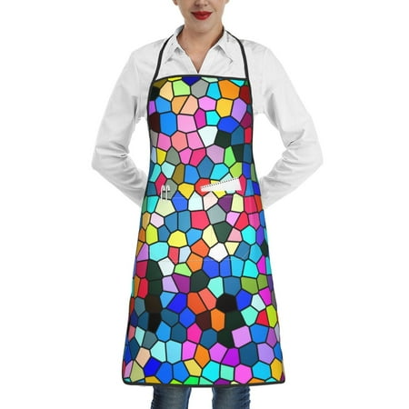 

Gaeub Colorful Tie Dye Stained Glass 2 Kitchen Cooking Aprons Adjustable Bib Apron Waterdrop and Oil Resistant Kitchen Chef Apron for Women Men