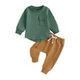 thumbnail image 2 of Infant Baby Boy Fall Pants Outfits 6M 12M 18M 24M 3Y 4Y  Block Long Sleeve Sweatshirts Pants Set Newborn Boys Pants Outfit Set, 2 of 10