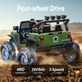 thumbnail image 4 of Hikiddo 24V 9Ah Ride on Toy for Big Kids, 4WD 2-Seater Kids Electric Car Truck w/ Remote, 4x200W Motor - Army Green, 4 of 9