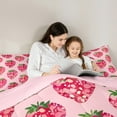 thumbnail image 5 of Castle Fairy Cartoon Pink Strawberry Girl 2Pcs Bedding Comforter Set,Bling Glitter Twin Comforter Sets,Dreamy Princess Breathable Bedding Set,Ultra Soft Home Decor, 5 of 8