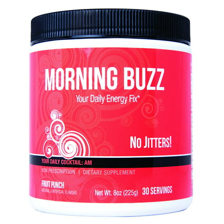 New Health Matin Buzz Fruit Punch 8 oz - 30 Portions - Votre Daily Energy Fix - Pas Jitters - Mood Enhancement