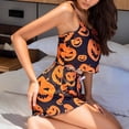 thumbnail image 4 of Wuxian Ladies' Halloween Pajamas Set 2 Piece Set Spaghetti Strap Funny Pumpkin Ghost Printed And Shorts Sleepwear Suite For Women Comfortable Soft Home Wear,M, 4 of 7