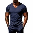 thumbnail image 2 of MHOSTAFH Men's V Neck Tees Shirts Casual Solid Color Short Sleeve Gym Athletic Tops Lightweight Breathable Workout T-shirt, 2 of 9