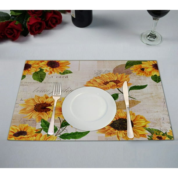 ABPHQTO Vibrant Yellow Sunflowers Placemat 12x18 Inch,Set of 2 Table
