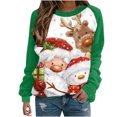 thumbnail image 1 of Camiseta informal de manga larga con cuello redondo y estampado navideño para mujer Pompotops qwe23981, 1 of 5