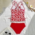 thumbnail image 5 of UngA Girl's Two Piece Tankini Swimsuits Ruched Drawstring Bathing Suit for Girls Swimwear (Red,12-13 Years), 5 of 5