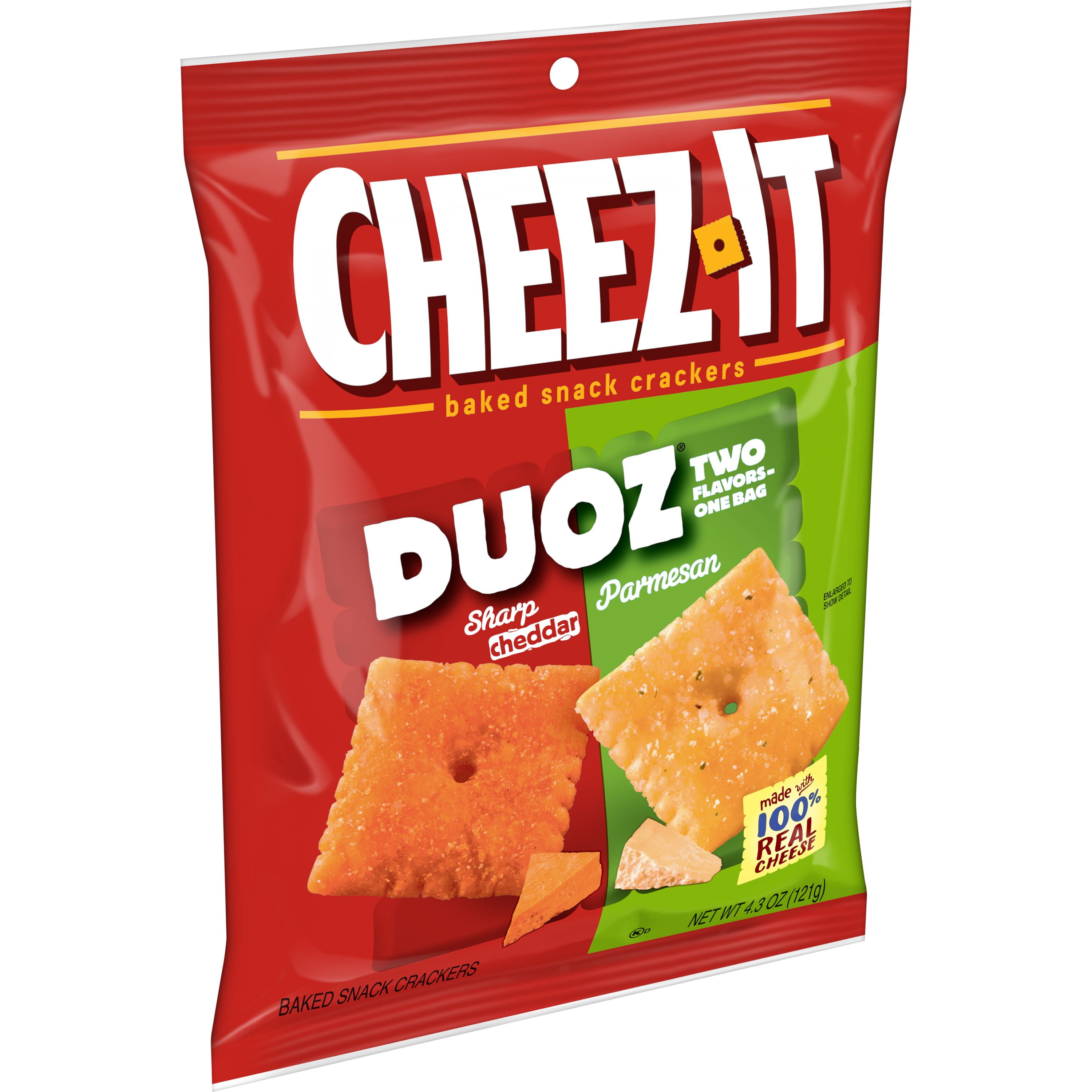 CheezIt DUOZ Cheese Crackers, Cheddar and Parmesan, 4.3 Oz, Bag