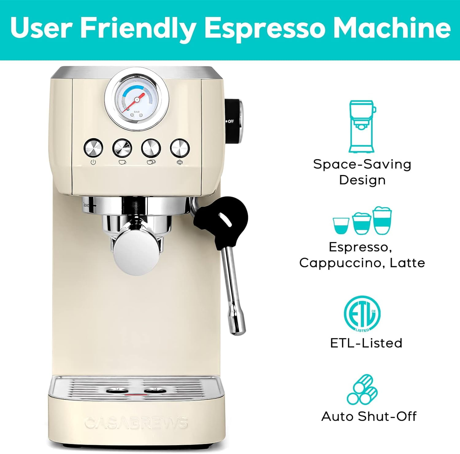 10 Pc All-in-one Barista Bundle Espresso Machine & Cappuccino Maker, 19 Bar  Pump Set W/ Built In Milk Steam & Frother, 1250W – Casazo