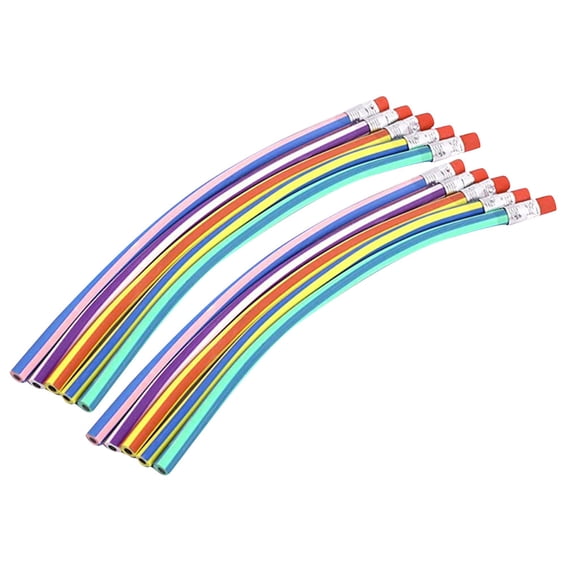 Boovnll Pencils, Children's School Entertainment Colorful Stripe Soft Curved Pencil, School Supplies, Pencil, Pencils #2