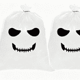 thumbnail image 3 of 2 PCS Halloween Spooky Decor Face Leaf Bags,Pumpkin Face Plastic Storage Bags, Seasonal Yard Leaf Storage and Party Gift Bag Set,White, 3 of 4