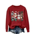 thumbnail image 5 of Hueook Christmas Plus Size Sweaters for Women Fashion Women's Casual Solid Color Long Sleeve Round-Neck Blouses Shirts Tops Sweater Red 4X, 5 of 8
