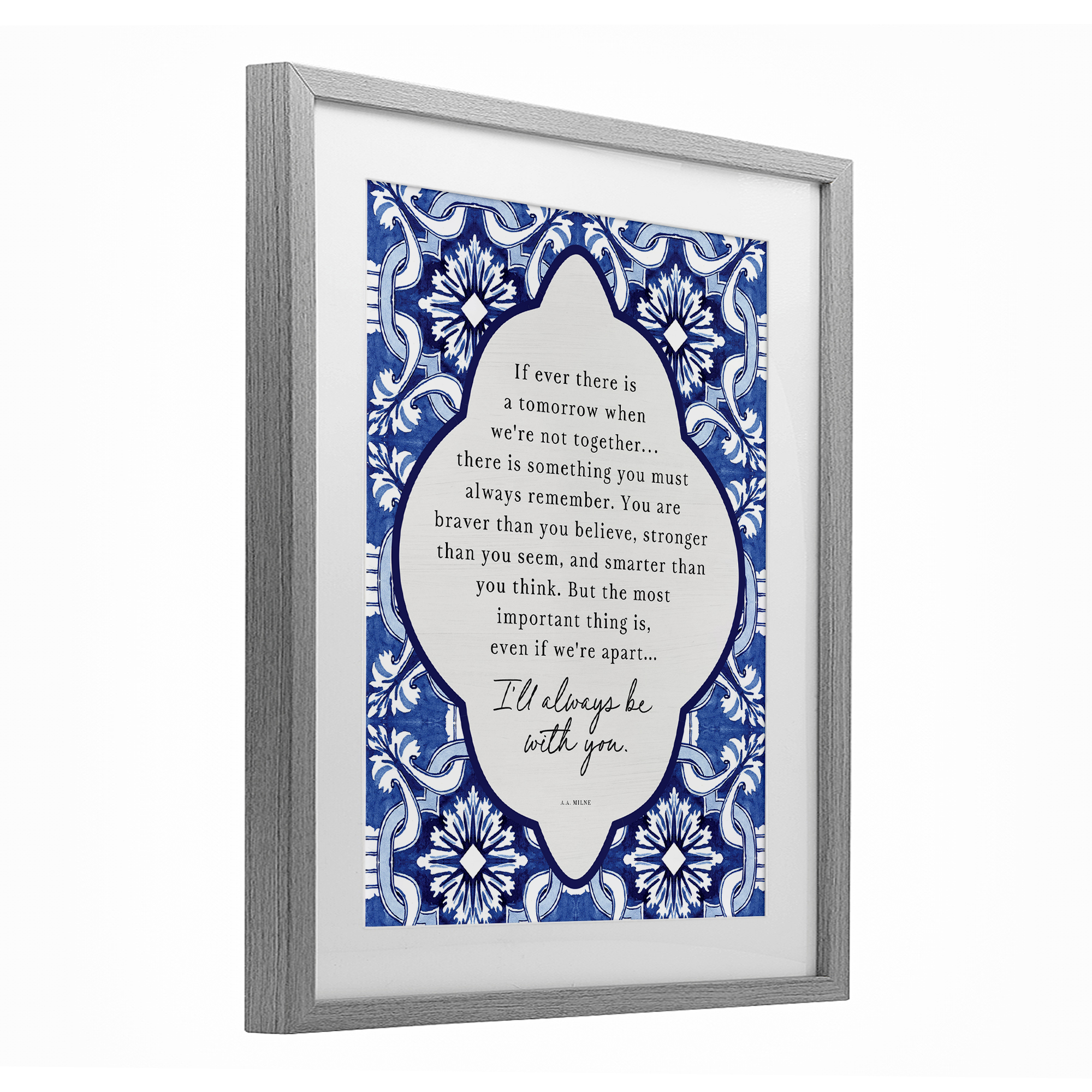 Always Be With You Inspiration Gray Framed Print Under Glass, design by Lettered and Lined