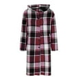 thumbnail image 4 of Baberdicy Women's Plus Size Long Hooded Trench Coat, Warm Plaid Wool Blend Overcoat , Plaid Hooded Trench, Long Wool-Blend Coat, Plus-Size Overcoat Wine M, 4 of 5