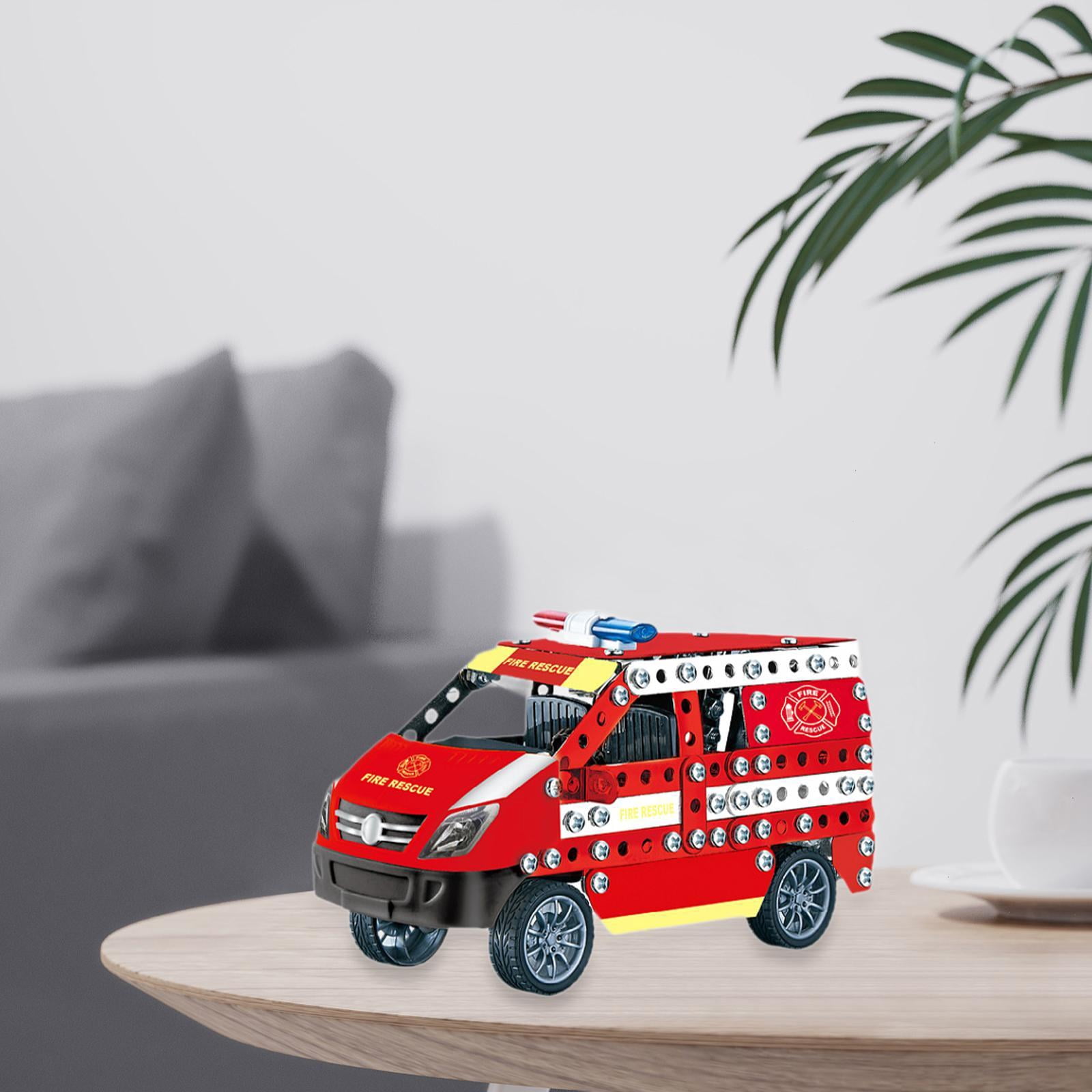 LeeQinersw Model Car Kits Set Car Building Kits Assembly Metal Educational Toy Vehicles Toy Fire truck