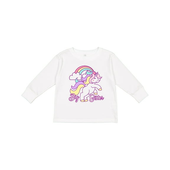 Inktastic Big Sister Unicorn Girls Long Sleeve Toddler T-Shirt