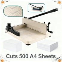 Stack Paper Trimmer, Heavy Duty 12" Guillotine Paper Cutter, 500 Sheet Capacity, Double Safety Protection, Solid Steel with HSS Blade, High Speed Steel for Office, Industrial Commercial Trimmer