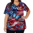 thumbnail image 3 of KDDYLITQ United States 250th Anniversary Shirts for Women July 4th Printed Short Sleeve Tops Summer Usa Star Stripes Causal Blouses 250 Years Birthday Graphic V Neck T-Shirts Dark Blue 5XL, 3 of 6