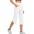 thumbnail image 6 of Kvture Capri Yoga Pants for Women Summer Split Side Sweatpants Stretch Lounge Lightweight Workout Joggers with Pockets White Pant XL, 6 of 9